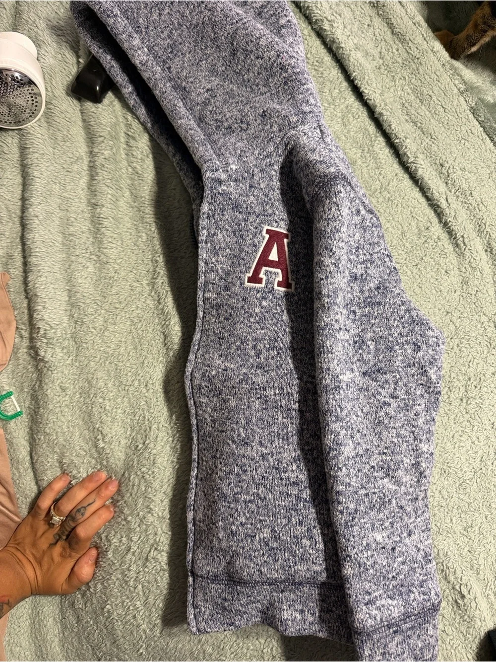 The Children's Place Heathered Navy Zip Hoodie with Maroon 'A' Patch